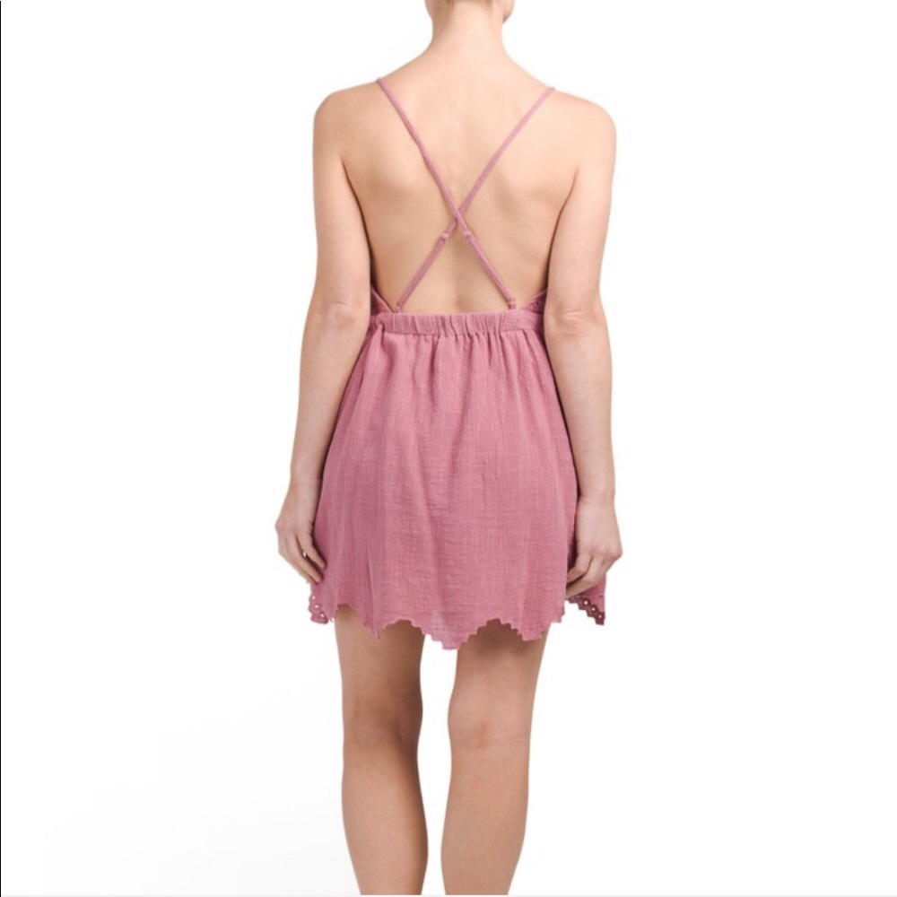 Mauve Embroidered Strappy Tie-Waist Dress - Picture 1 of 8